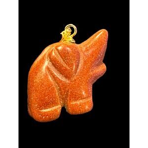 Goldstone Carved Elephant Charm